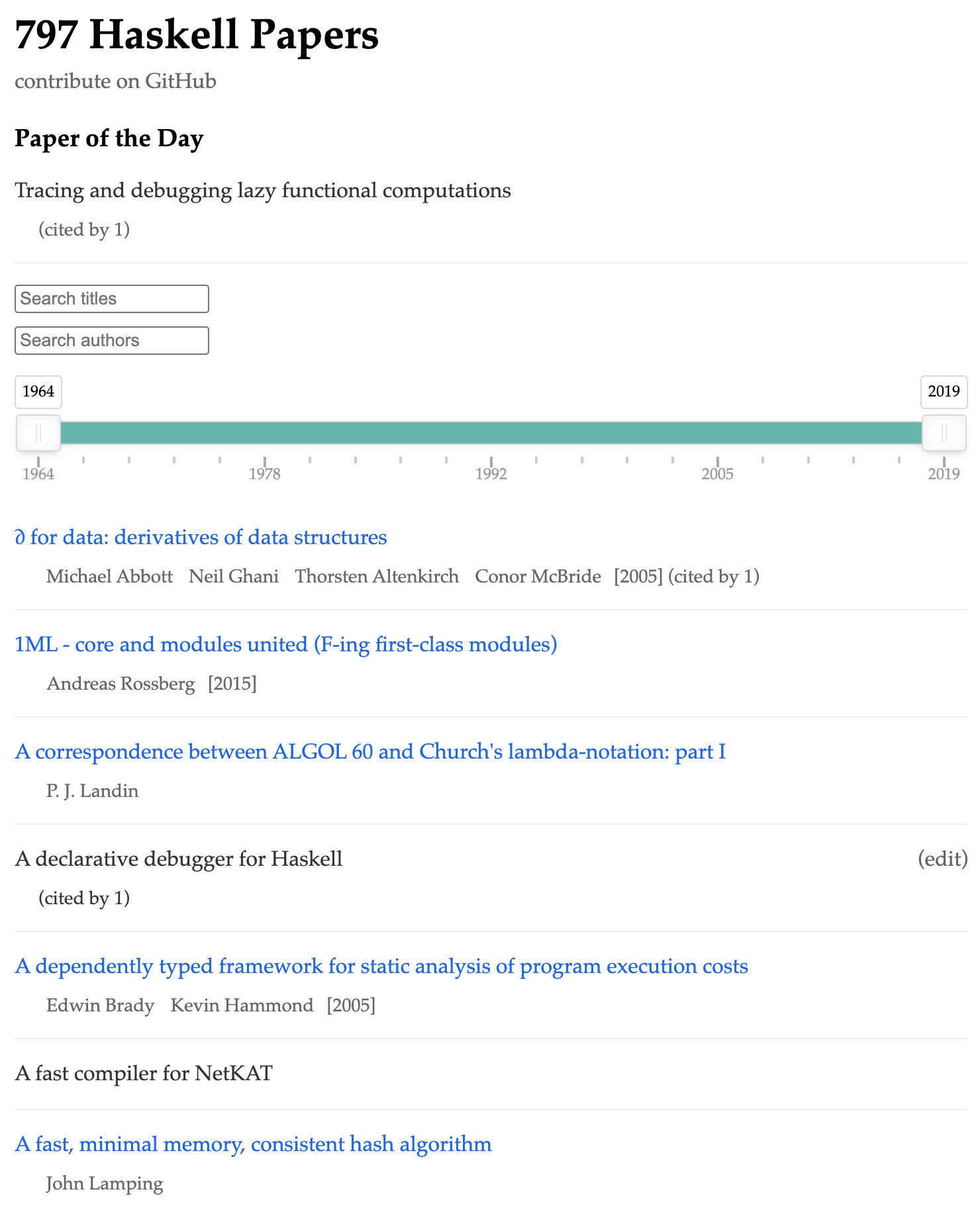 Haskell Papers screenshot